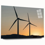 Large abstract wall art depicting the Sacramento skyline in muted blue and gray tones on acrylic glass.
