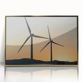 Large art print of Sacramento scenery in mid-century modernist style, with gold hues on framed acrylic.