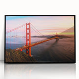 Framed acrylic print of a large abstract depiction of the San Francisco skyline in black and gray tones.