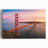 Stretched canvas print of San Francisco skyline in muted gray and blue tones, suited for kitchen wall art.