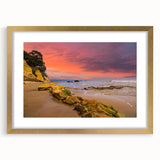 Extra large wall art featuring a textured abstract print of Santa Barbara in muted gold and cream tones.