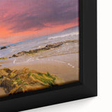 Extra large framed canvas featuring a textured depiction of Santa Barbara in black with colorful accents.