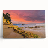 Black and white photograph of Santa Barbara coastline on stretched canvas, suitable as large kitchen wall art.