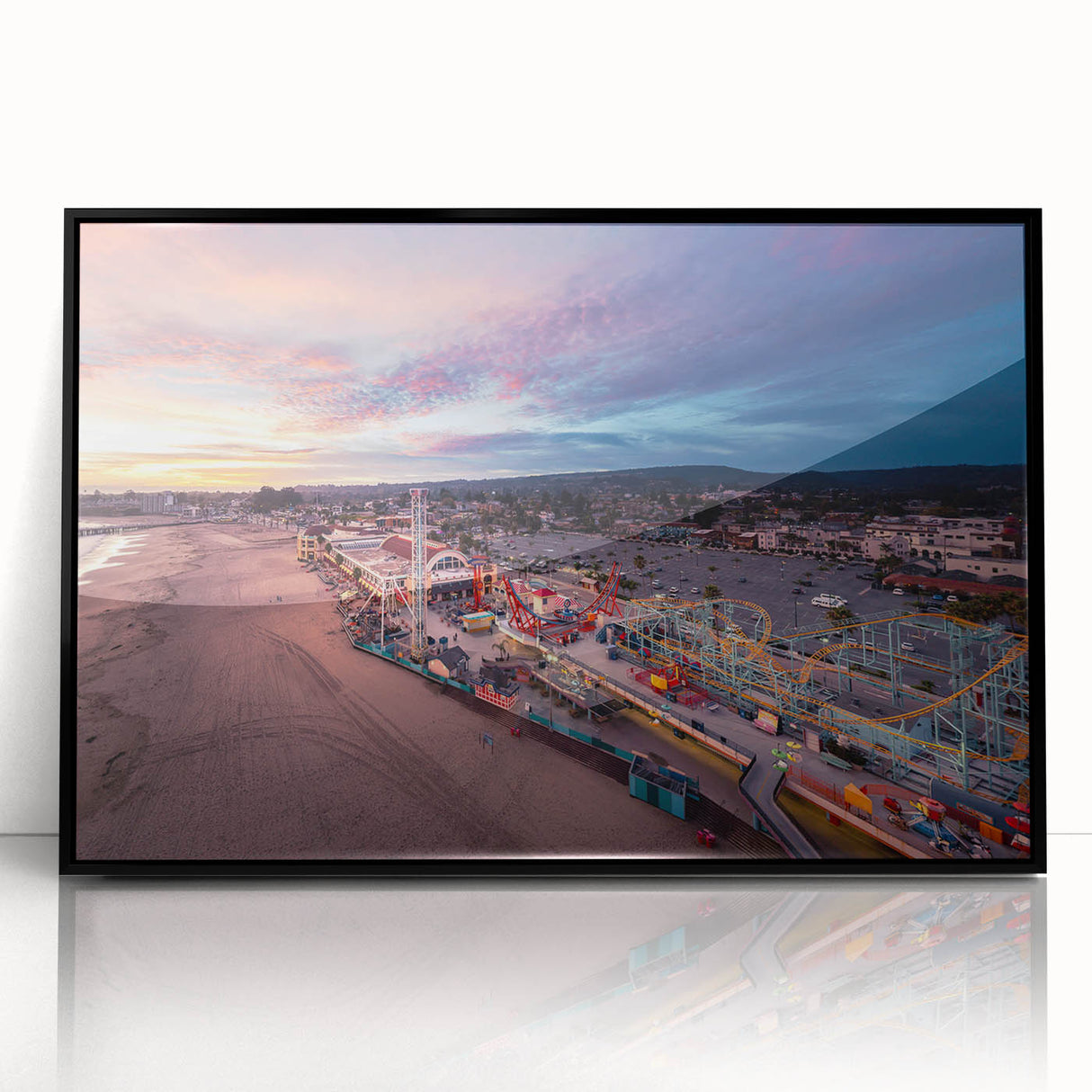 Large abstract wall art of Santa Cruz scenery in muted earth tones on framed acrylic, suitable for modern art wall decor.