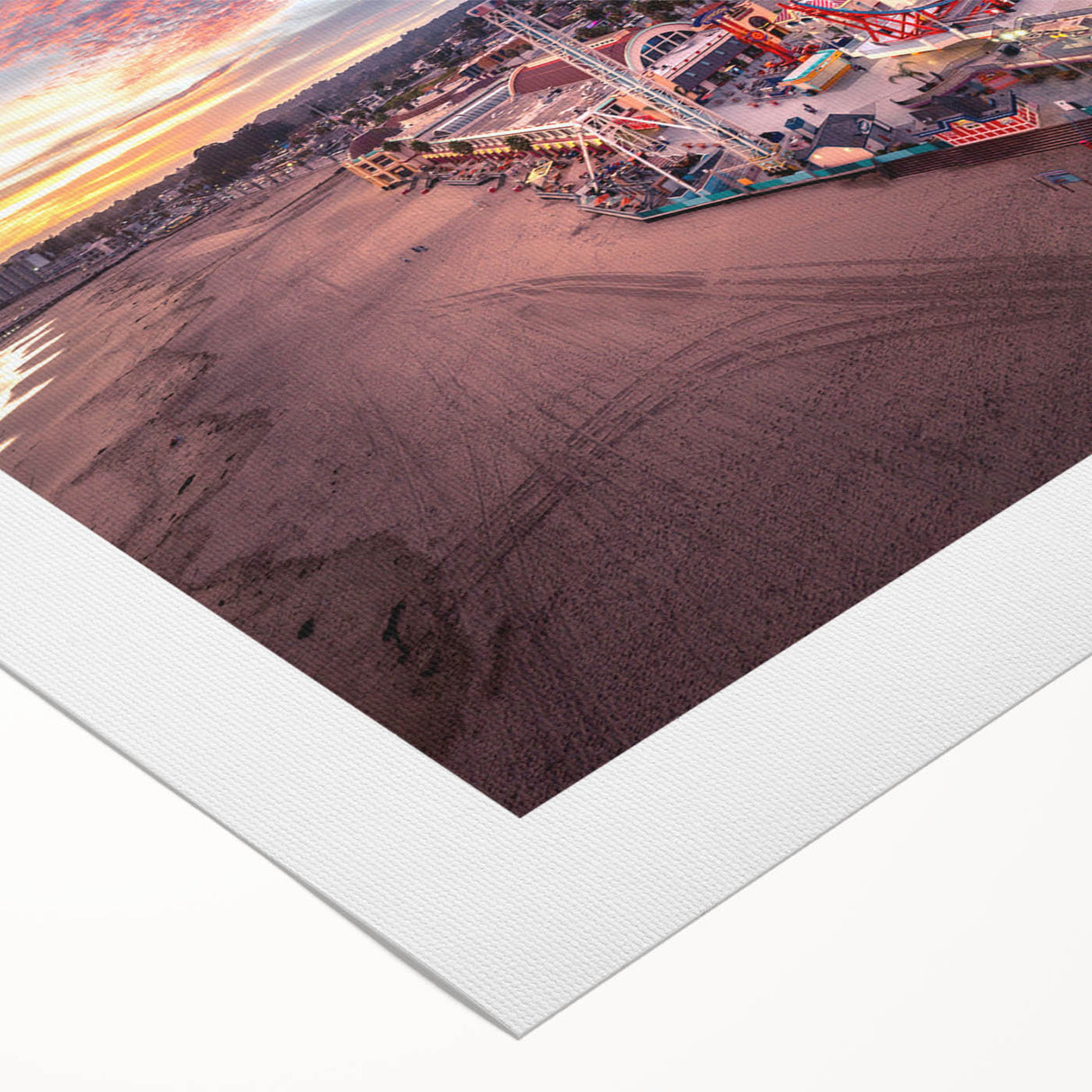 Art deco poster of Santa Cruz with pastel shades on rolled canvas, ideal for dining room wall art.