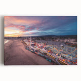 Black and white large art print of Santa Cruz pier on stretched canvas, ideal for kitchen wall art.