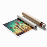 Extra large rolled print of Santa Monica scenery in pastel shades, ideal for classy bathroom wall art.