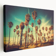 Santa Monica pier depicted in muted blue and gray tones on a large stretched canvas, suitable for kitchen wall art.