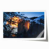 Yosemite National Park scenery on a rolled canvas print, featuring earthy green and brown tones.