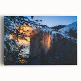 Black and white photograph of Yosemite scenery on a large stretched canvas, suitable for kitchen art.