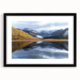 Extra large abstract art print of colorful, textured scenery in Vail, Colorado, framed in black, ideal for living room decor.