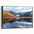 Black and white framed canvas of a Vail, Colorado landscape, ideal for bedroom wall art.