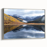 Framed canvas depicting a vintage-style landscape art painting of Vail, Colorado, featuring colorful art with black accents.