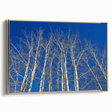Framed canvas featuring a vintage-style landscape painting of Aspen, Colorado, with vibrant autumn colors.