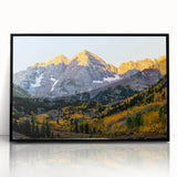 Large abstract wall art of Colorado Rocky Mountains in muted earth tones, framed acrylic, ideal for modern living room decor.