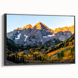 Black and white framed canvas depicting the Rocky Mountains, ideal for bedroom wall art.
