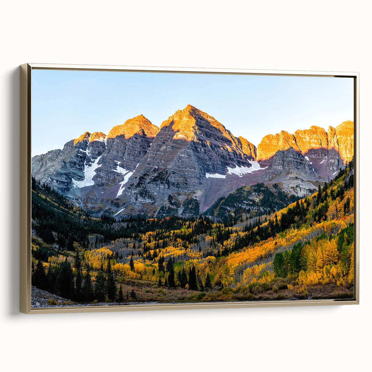 Framed canvas depicting a vintage-style landscape of the Rocky Mountains in muted earth tones, suitable for bedroom decor.