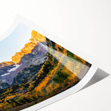 Extra large rolled print of Rocky Mountains in muted earth tones, ideal for large living room wall art.