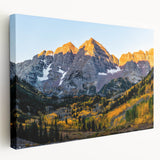 Large art print of the Rocky Mountains in Colorado on stretched canvas, featuring earth tones, ideal for kitchen wall decor.