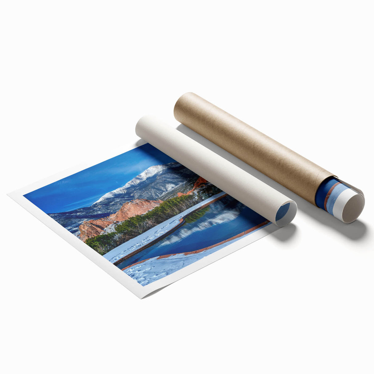 Extra large wall art featuring a serene Colorado Springs landscape in soft pastel shades on a rolled canvas.