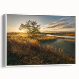 Vintage poster art of Connecticut scenery on a large framed canvas, featuring vibrant colors against a black background.