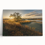 Black and white photo of Connecticut scenery on stretched canvas, suitable as large kitchen wall art.