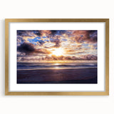 Extra large abstract art print featuring textured brushstrokes in muted earth tones, framed in gold.