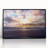 Large abstract wall art depicting a Daytona scenery in muted gray and blue tones on a framed acrylic.