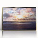 Mid-century modernist art of Daytona scenery in muted earth tones on a framed acrylic, suitable for modern art wall decor.