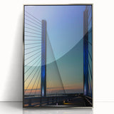 Mid-century modernist art depicting Delaware scenery in silver acrylic frame, ideal for nursery wall decor.