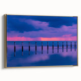 Framed canvas featuring a vintage-style landscape painting of the Florida Keys, suitable for bedroom wall art.