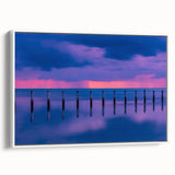 Vintage poster art of Florida Keys on framed canvas, featuring colorful imagery with black accents.