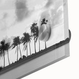 Acrylic glass print of a large abstract depiction of Miami, featuring vibrant hues and mid-century modernist style.