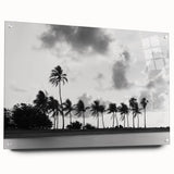 Acrylic print of a large abstract depiction of Miami, featuring vibrant blue and pink tones.