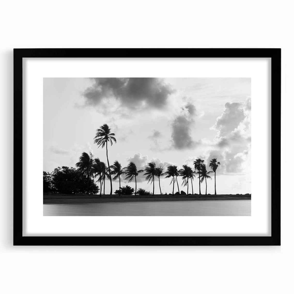 Extra large abstract art print of colorful, textured Miami skyline on a black framed canvas, ideal for living room decor.