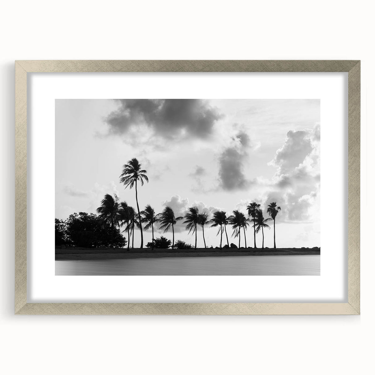 Textured abstract art print depicting a vibrant Miami skyline, framed in silver, ideal for bedroom art.