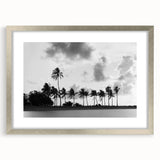 Textured abstract art print depicting a vibrant Miami skyline, framed in silver, ideal for bedroom art.