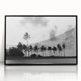Large abstract wall art depicting the Miami skyline in vibrant colors on a black acrylic frame.