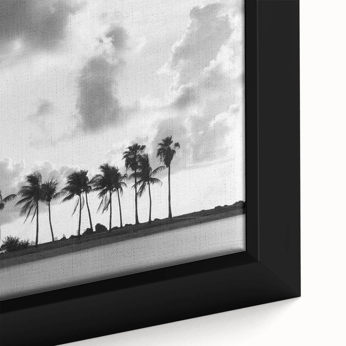 Framed canvas depicting a textured Miami skyline in vibrant colors, ideal for living room decor.