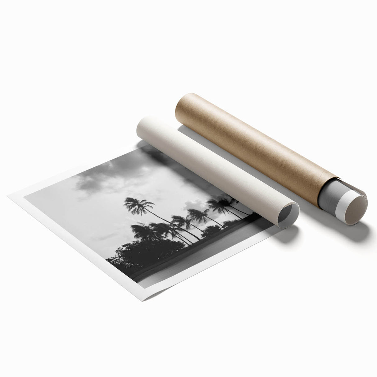 Extra large rolled print of Miami scenery with vibrant blues and greens, ideal for classy bathroom wall art.