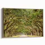 Framed canvas of a vintage Savannah landscape in muted gold and black tones, ideal for bedroom wall art.