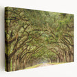 Savannah, Georgia cityscape on large stretched canvas with muted earth tones, ideal for kitchen wall art.