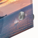 Large abstract wall art of Kauai's scenery on acrylic glass, in mid-century modernist style, ideal for dining room art.