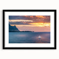 Extra large, textured abstract art print of colorful, vibrant Kauai scenery on a framed black mat.
