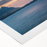 Art deco poster of Kauai landscape on rolled canvas, featuring muted green and blue tones, ideal for dining room wall art.