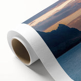 Art deco poster of Kauai scenery in pastel shades on rolled canvas, ideal for nursery wall art.