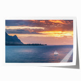 Rolled print of Kauai landscape with lush greenery and waterfalls, ideal for dining room wall art.