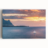 Black and white large art print of Kauai scenery on stretched canvas, ideal for kitchen wall art.
