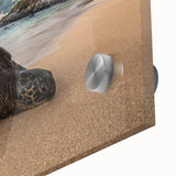 Large abstract wall art of a Maui scenery on acrylic glass, in mid-century modernist style, ideal for dining room art.