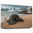 Acrylic print of a Maui, Hawaii landscape with vibrant ocean and sky hues, ideal for dining room decor.